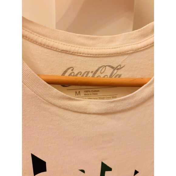 Womens Coca Cola Coke Soda Graphic Cream Color Rainbow Logo Shirt Size Medium - Picture 3 of 3